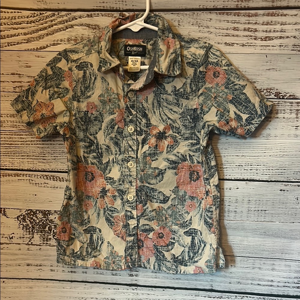 Boys OshKosh B'gosh Floral Button Down Shirt size 4t